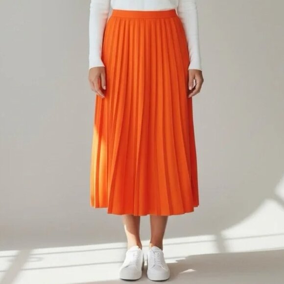 J. Crew Dresses & Skirts - J. Crew Midi Pleated Sweater Skirt XXL Orange Knit AR465